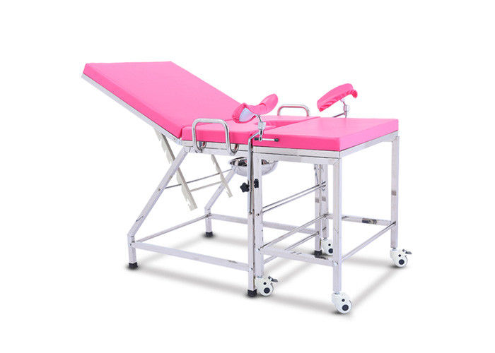 Tabelas Gynecological de aço inoxidável do exame médico, cadeira portátil cor-de-rosa do exame