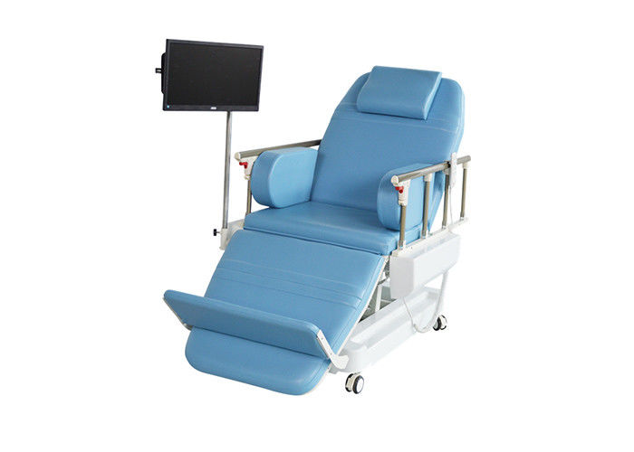 Da cadeira elétrica ajustável do doador de sangue da cama da diálise da altura corrimão de dobramento em rodízios