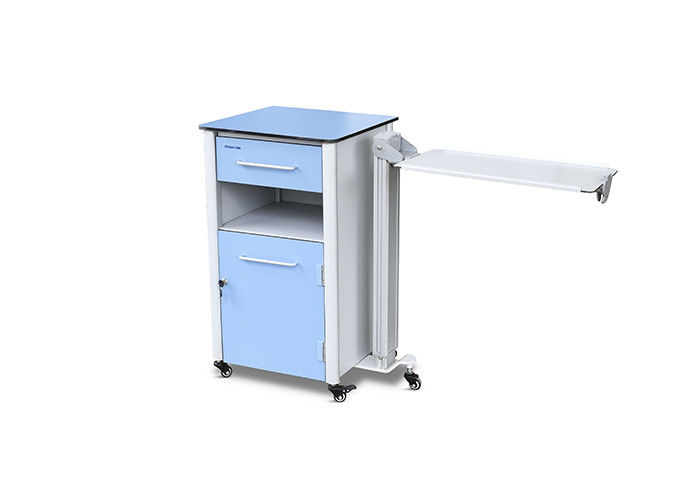 Armário médico móvel da cabeceira do ABS nas rodas com inclinação da tabela