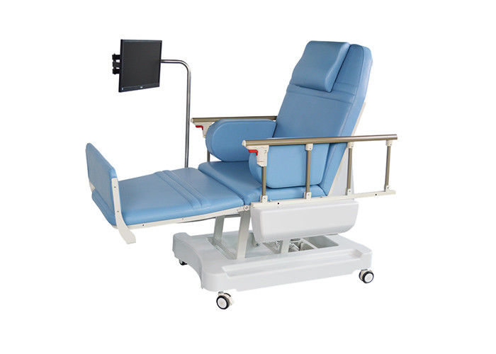 Da cadeira elétrica ajustável do doador de sangue da cama da diálise da altura corrimão de dobramento em rodízios